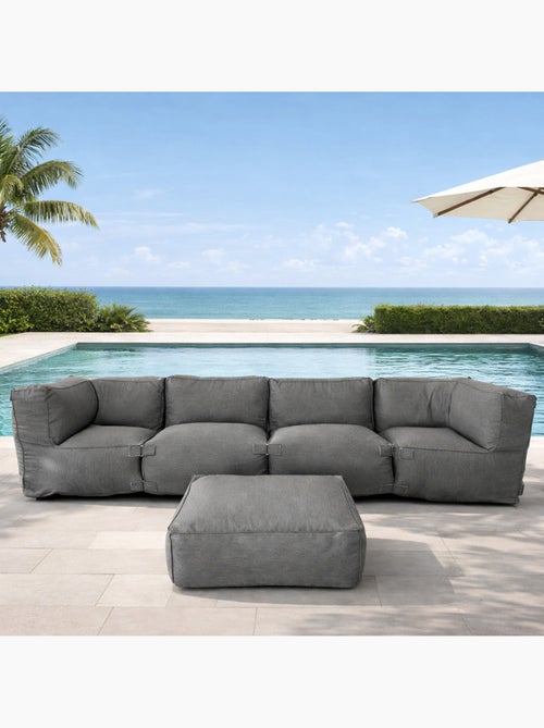 PRAIANO Salon de jardin modulable 5 places gris en tissu déperlant - Kiabi
