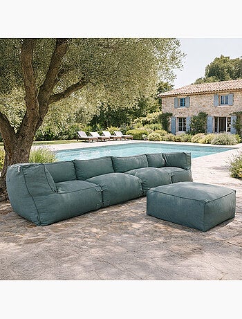 PRAIANO Salon de jardin modulable 5 places vert en tissu déperlant