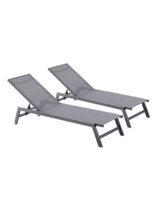 PRATO - Lot de 2 bains de soleil gris en aluminium