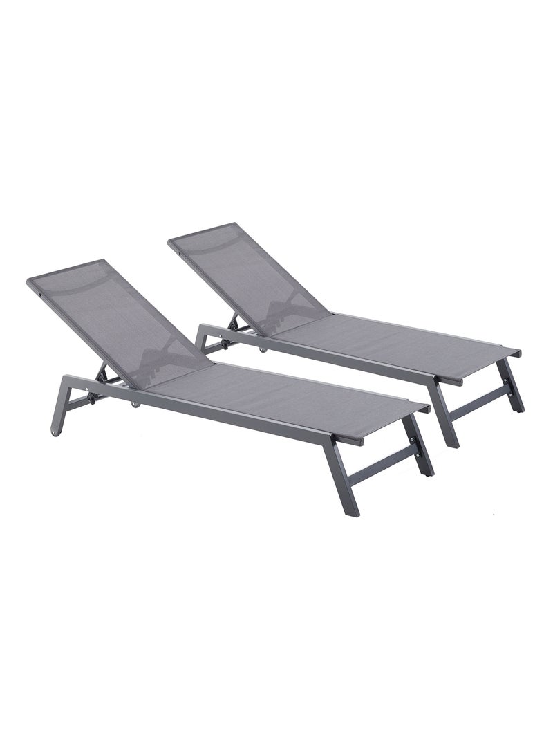 PRATO - Lot de 2 bains de soleil gris en aluminium Gris - Kiabi
