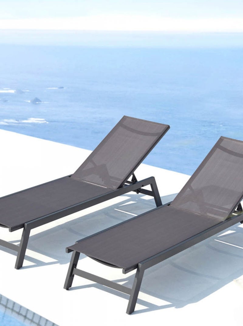 PRATO - Lot de 2 bains de soleil gris en aluminium Gris - Kiabi