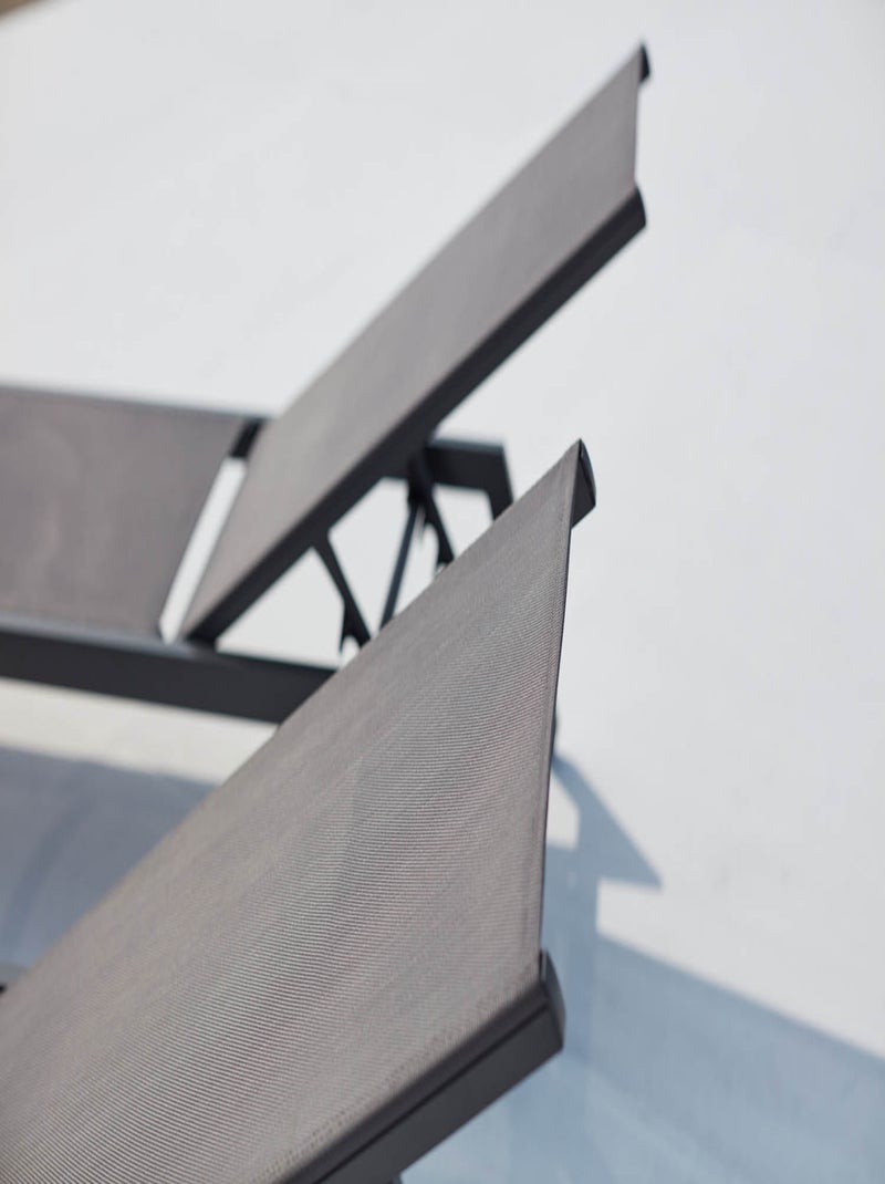 PRATO - Lot de 2 bains de soleil gris en aluminium Gris - Kiabi