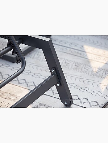 PRATO Lot de 2 transats et une table d'appoint gris et noir
