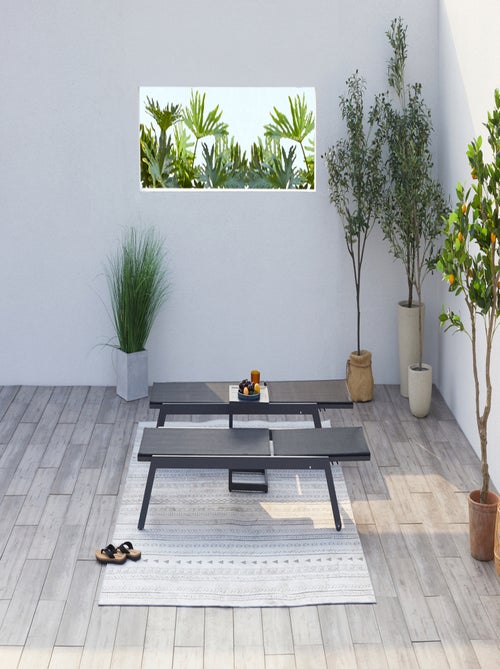 PRATO Lot de 2 transats et une table d'appoint noir - Kiabi