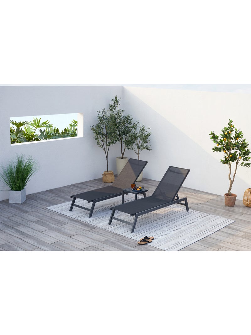 PRATO Lot de 2 transats et une table d'appoint noir Noir - Kiabi