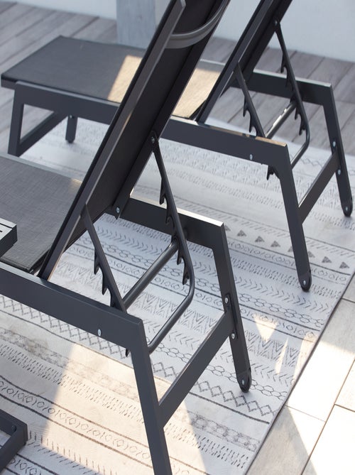 PRATO Lot de 2 transats et une table d'appoint noir - Kiabi
