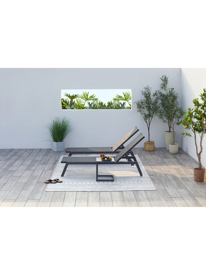 PRATO Lot de 2 transats et une table d'appoint noir Noir - Kiabi