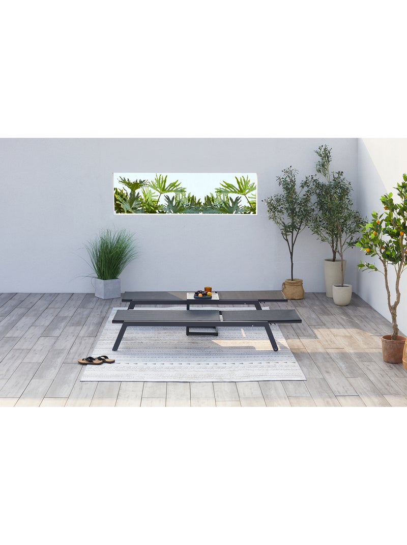 PRATO Lot de 2 transats et une table d'appoint noir Noir - Kiabi