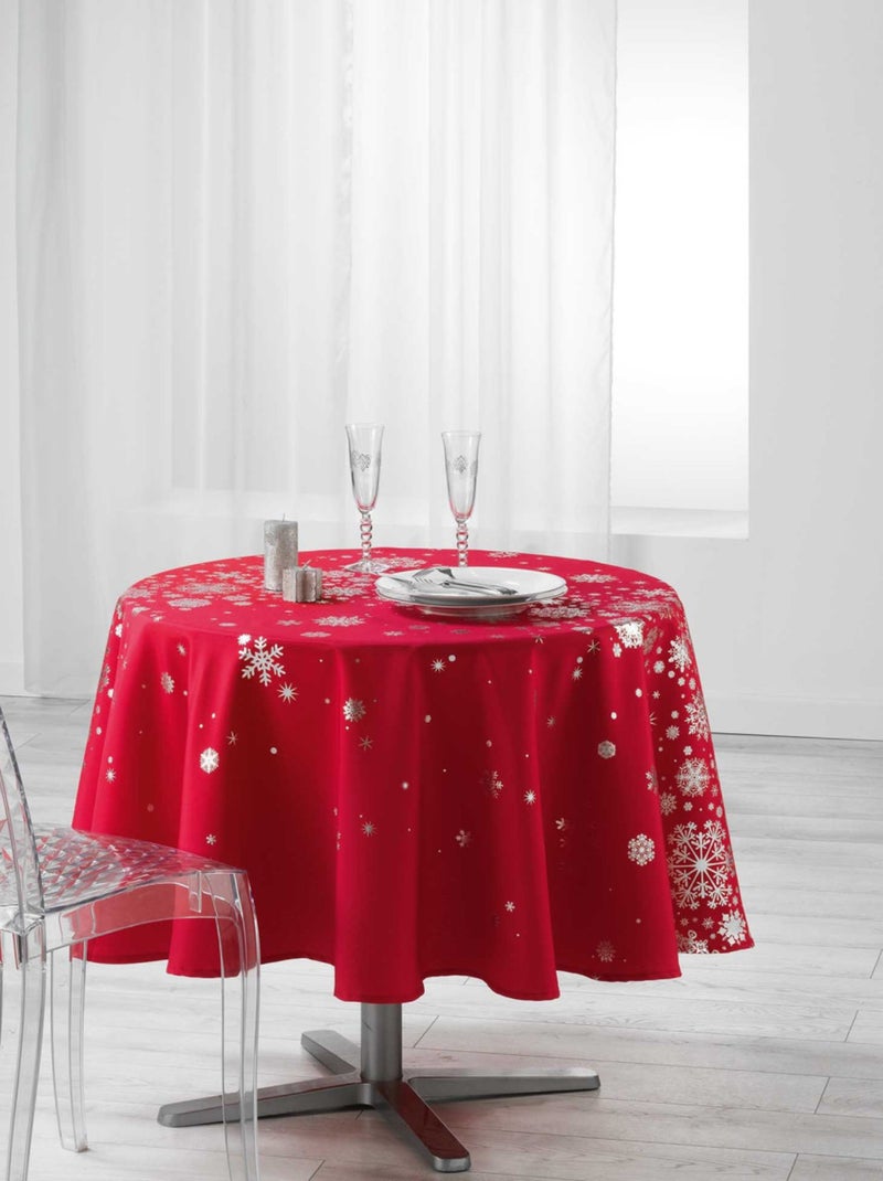 Promo Linge Nappe De Noël Ronde Anti-Tâches - Constellation Rouge - Kiabi