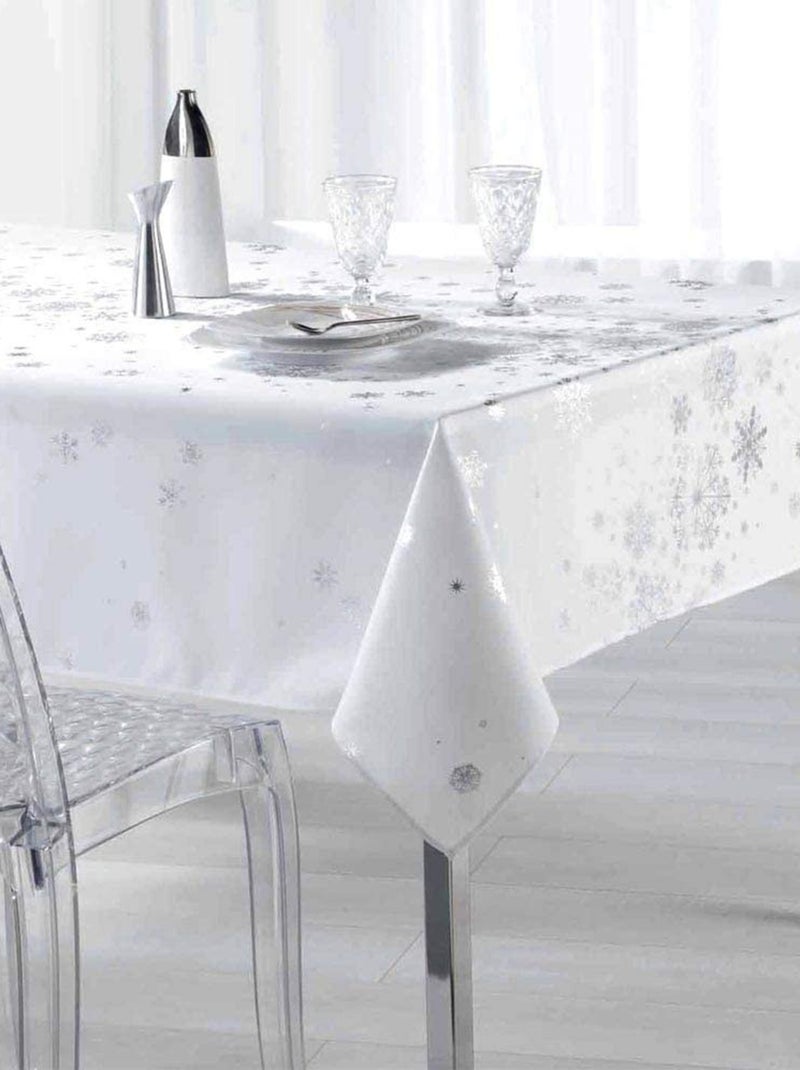 Promo Linge Nappe De Noël Ronde AntiTâches Constellation Blanc - Kiabi