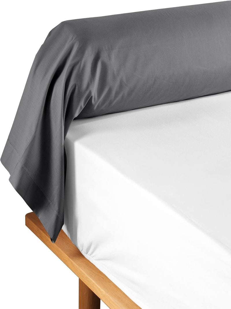 Promo Linge Taie de Traversin 85x185 cm Lina – 100% Coton Certifié OekoTEX r gris anthracite - Kiabi