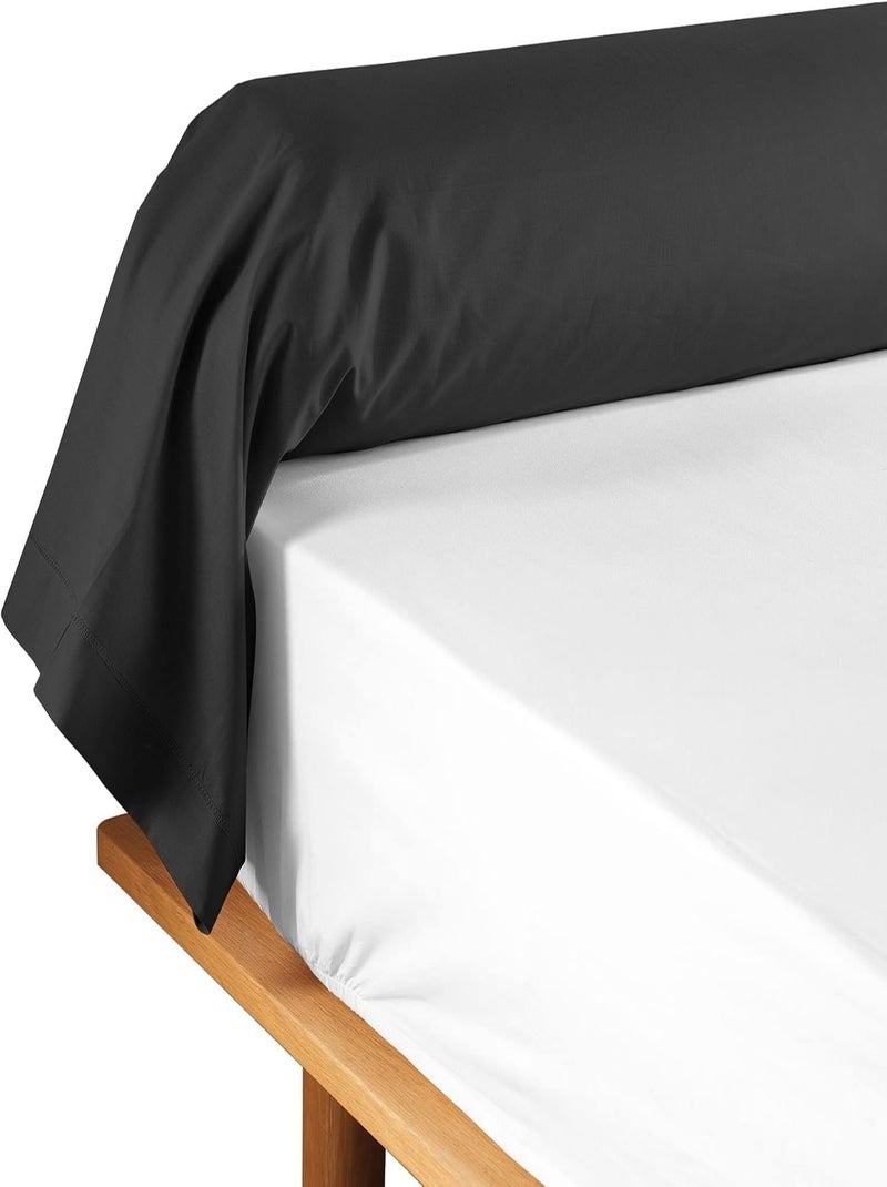 Promo Linge Taie de Traversin 85x185 cm Lina – 100% Coton Certifié OekoTEX r Noir - Kiabi