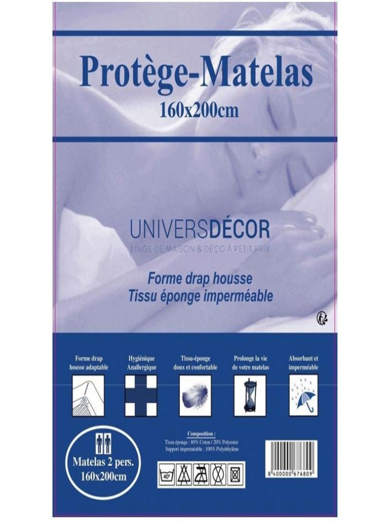 Protection de matelas - Coton Pur - 80% Coton / 20% Polyester Blanc - Kiabi
