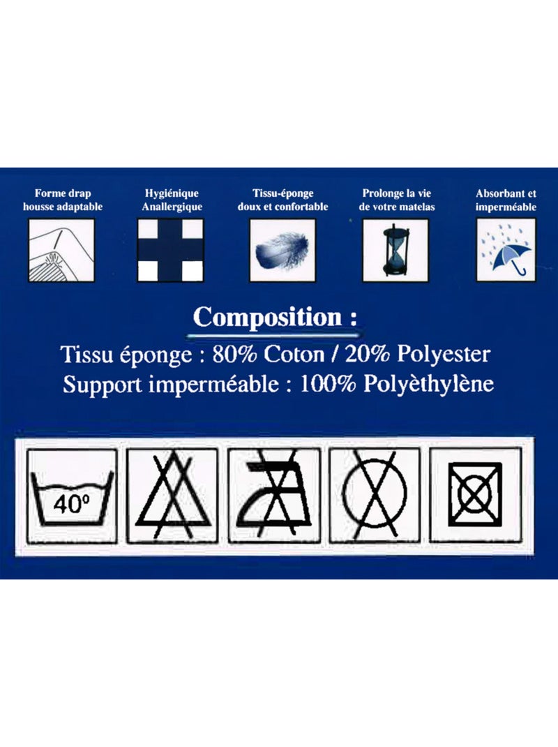 Protection de matelas - Coton Pur - 80% Polyester/20% Coton Blanc - Kiabi