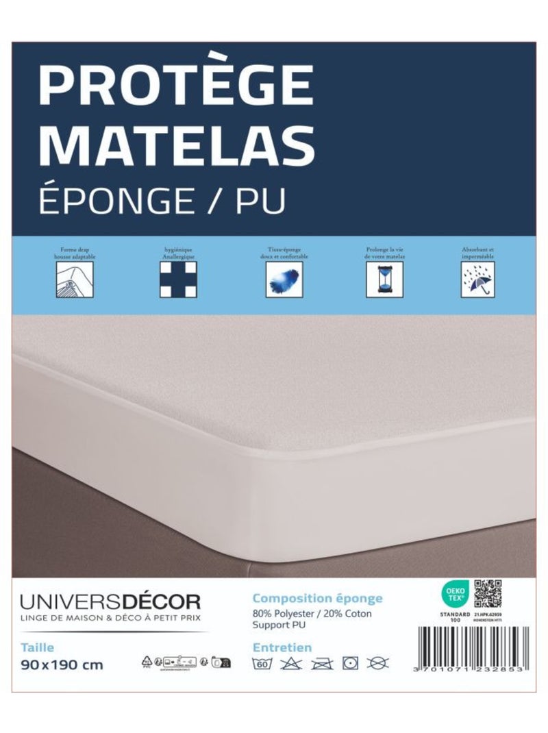 Protection de matelas - Coton Pur - 80% Polyester/20% Coton Blanc - Kiabi