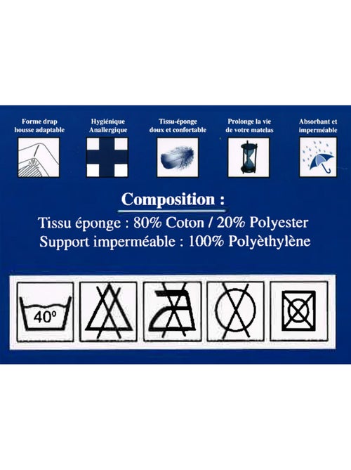 Protection de matelas - Coton Pur - 80% Polyester/20% Coton - Kiabi Protection de matelas - Coton Pur - 80% Polyester/20% Coton - Kiabi