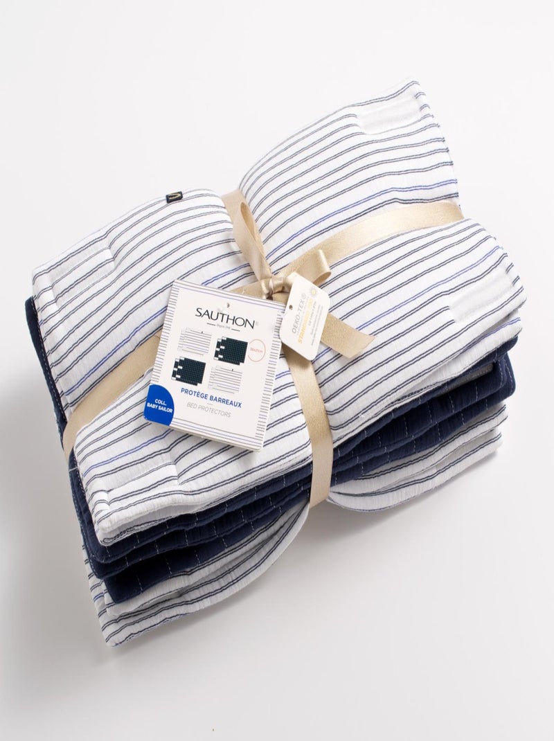Protections de barreaux de lit en coton - SAUTHON Bleu Blanc - Kiabi