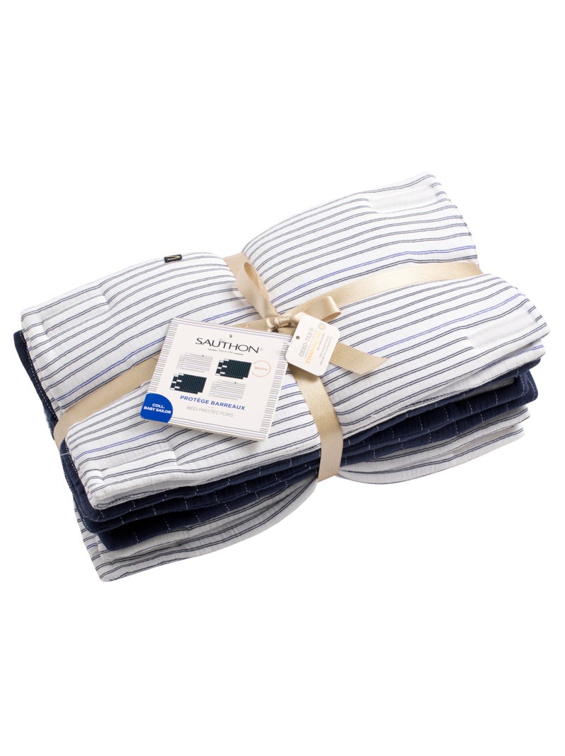 Protections de barreaux de lit en coton - SAUTHON Bleu Blanc - Kiabi
