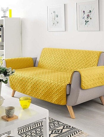 Protège canapé 2 places matelassé 223x179 cm uni Lounge jaune