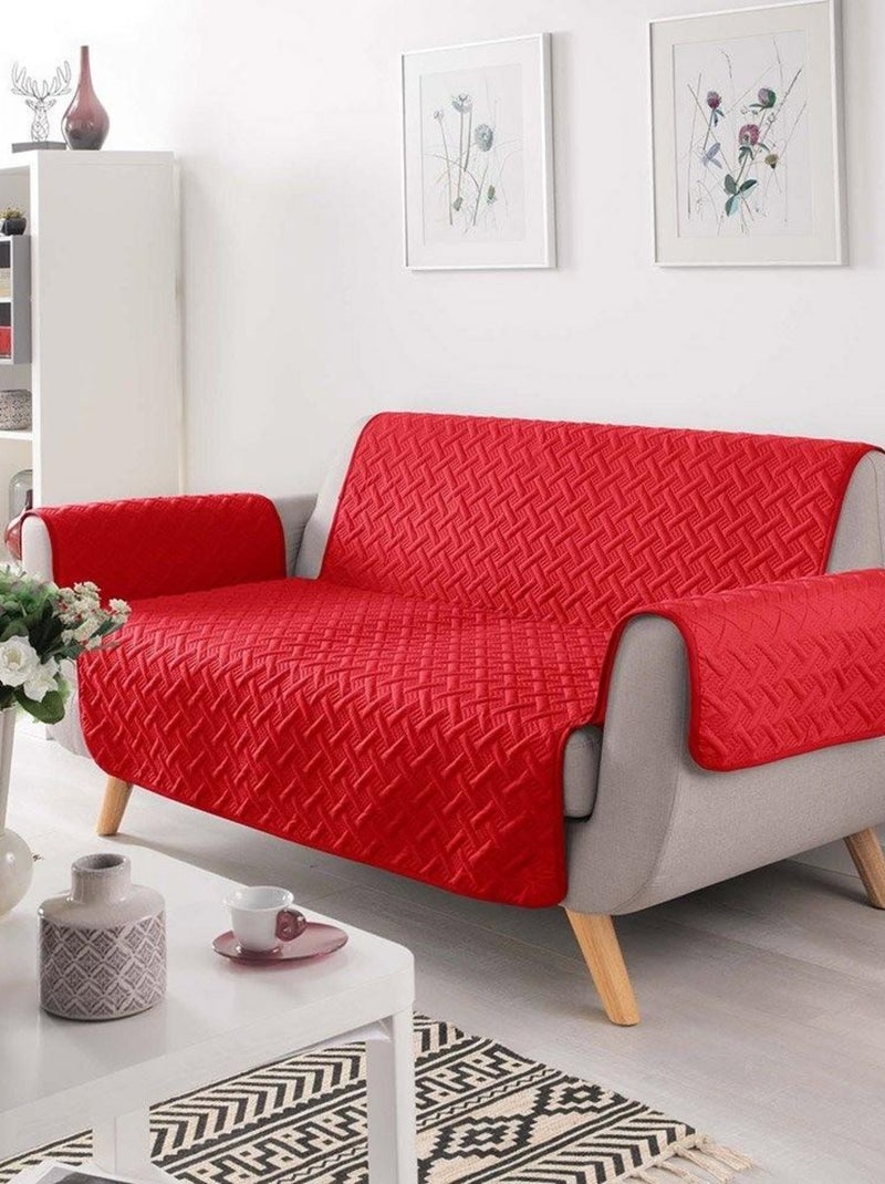 Protège canapé 2 places matelassé 223x179 cm uni Lounge rouge Rouge - Kiabi