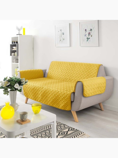 Protège canapé 2 places matelassé 223x179 uni Lounge jaune A SUPPRIMER - Kiabi Protège canapé 2 places matelassé 223x179 uni Lounge jaune A SUPPRIMER - Kiabi