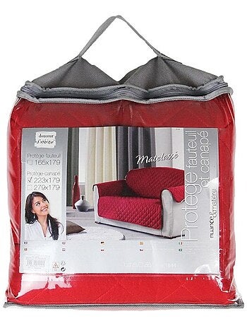 Protège canapé 2 places uni Club rouge