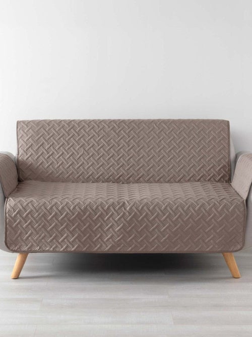 Protège canapé 3 places matelassé 279x179 uni Lounge noisette - Kiabi