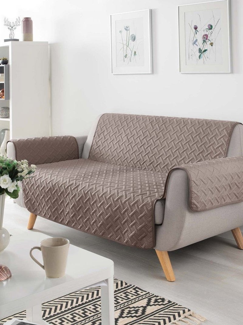 Protège canapé 3 places matelassé 279x179 uni Lounge noisette Marron - Kiabi