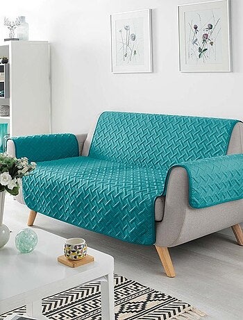Protège canapé 3 places matelassé 279x179 uni Lounge pétrole