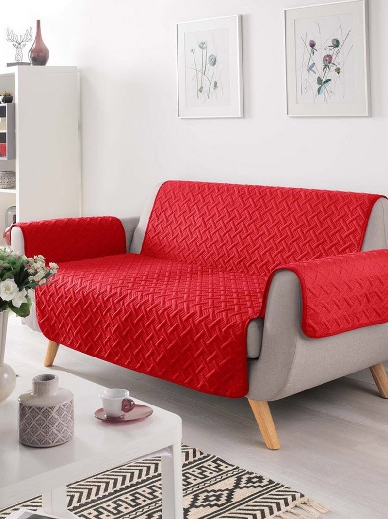 Protège canapé 3 places matelassé 279x179 uni Lounge rouge Rouge - Kiabi