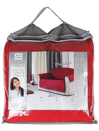 Protège canapé 3 places Uni club rouge