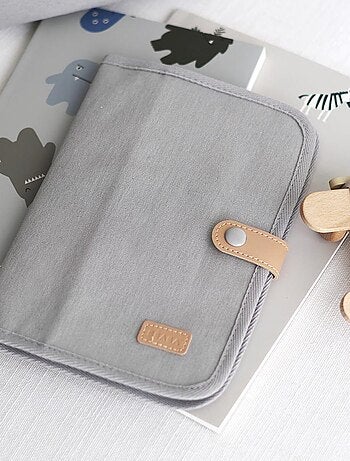 Protège carnet de santé Canvas gris perle