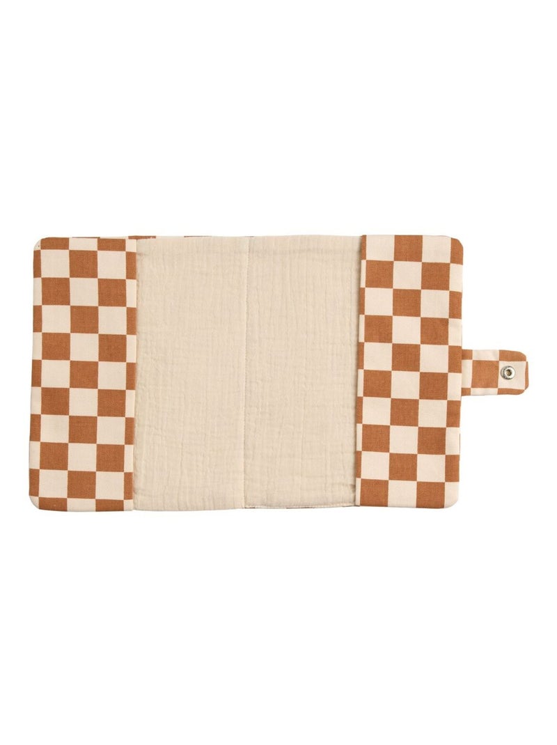 Protège carnet de santé damier en coton - SAUTHON Marron caramel - Kiabi