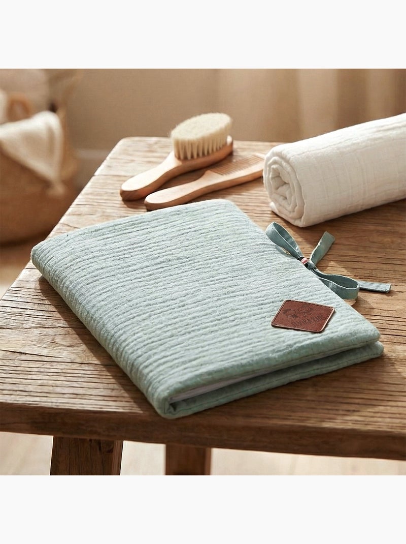 Protège carnet de santé en gaze de coton, Jeanne SEVIRA KIDS Vert d'eau - Kiabi