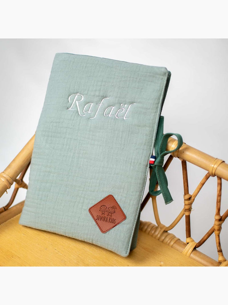Protège carnet de santé en gaze de coton, Jeanne SEVIRA KIDS Vert d'eau - Kiabi