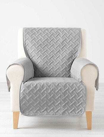 Protège fauteuil matelassé uni Lounge gris - Kiabi