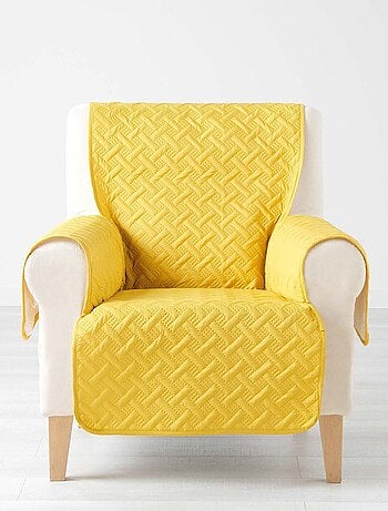Protège fauteuil matelassé uni Lounge jaune - Kiabi