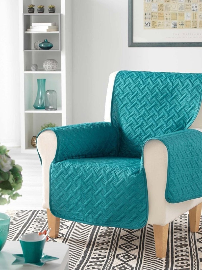 Protège fauteuil matelassé uni Lounge pétrole Bleu - Kiabi
