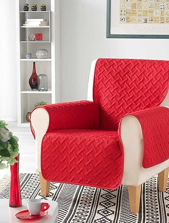 Protège fauteuil matelassé uni Lounge rouge