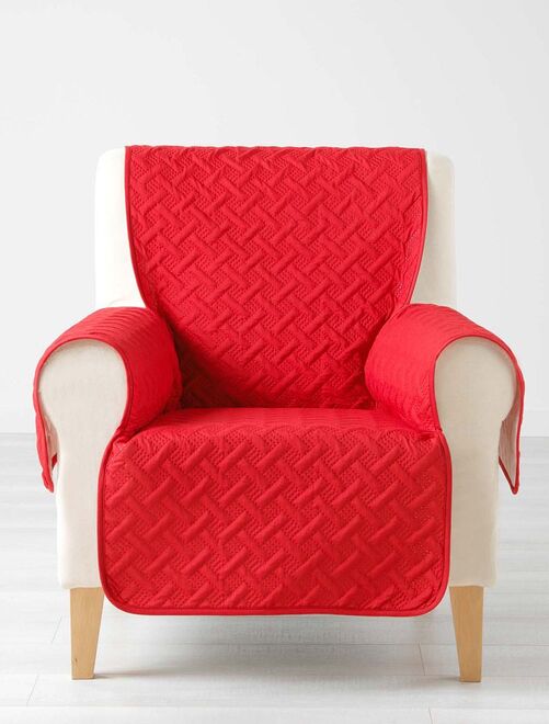 Protège fauteuil matelassé uni Lounge rouge - Kiabi