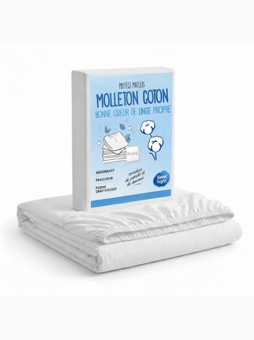Protège Matelas - Molleton 100% Coton - Senteur Linge Propre - Forme Drap Housse Extensible - Kiabi