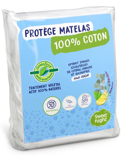 Protège Matelas - Molleton 100% Coton - Traitement Végétal Anti-Acariens Greenfirst - Kiabi