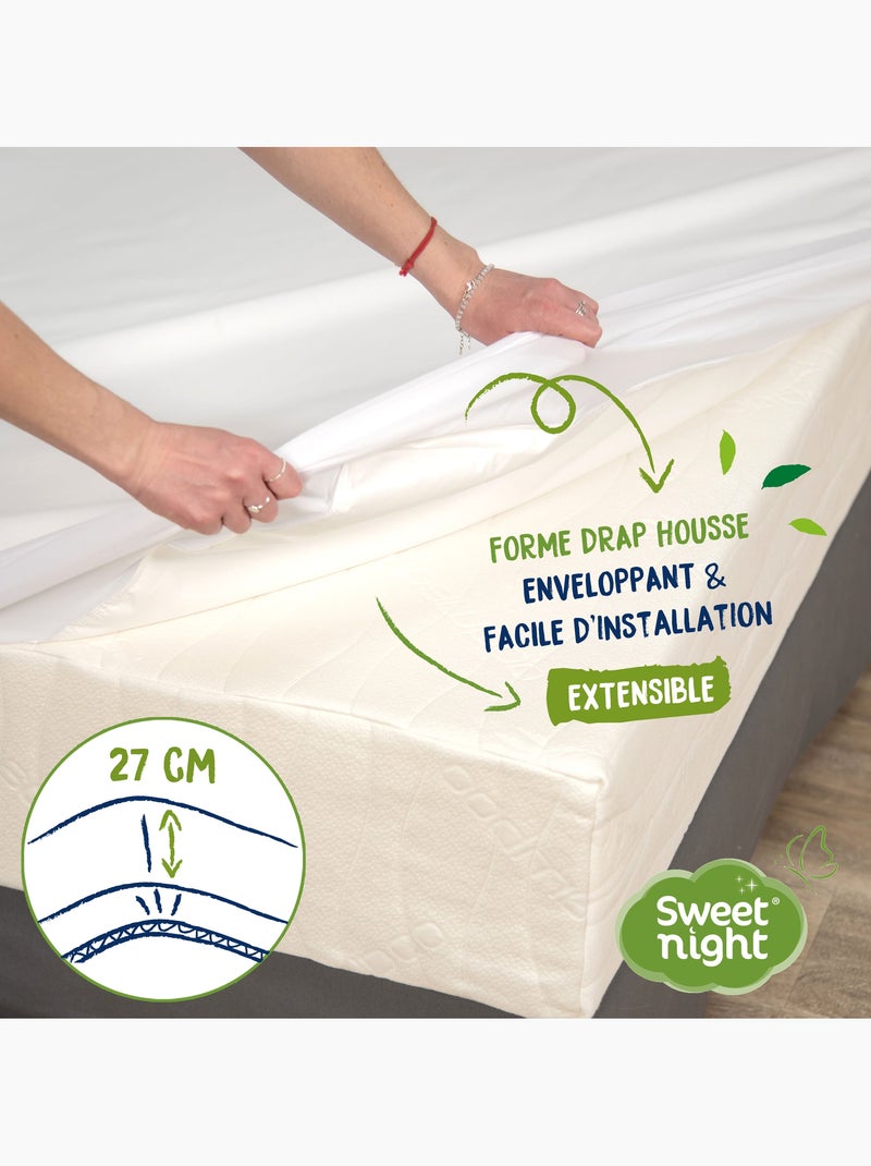 Protège Matelas - Molleton 100% Coton - Traitement Végétal Anti-Acariens Greenfirst Blanc - Kiabi