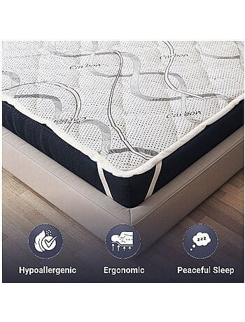 Protège-matelas - the white stone - carbon - 140 x 190 cm - hypoallergénique - respirant