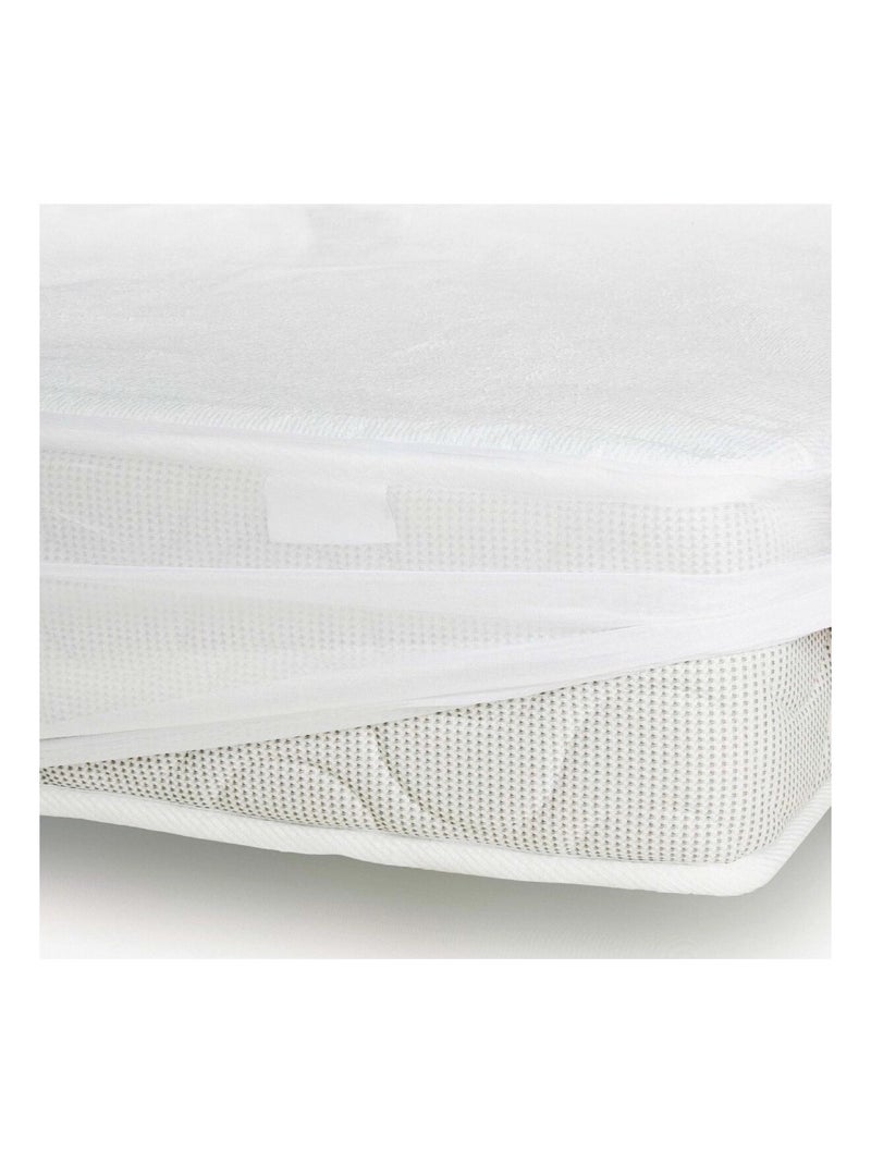 Protège-Matelas 100% Coton Molleton Blanc Épais et ultra doux  en bonnet 25 cm Lavable Blanc - Kiabi