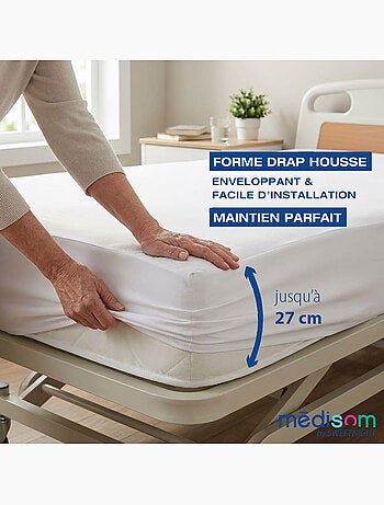 Protège-matelas 100% Imperméable - Forme Drap Housse - Lavage à 90°C - Oeko-Tex