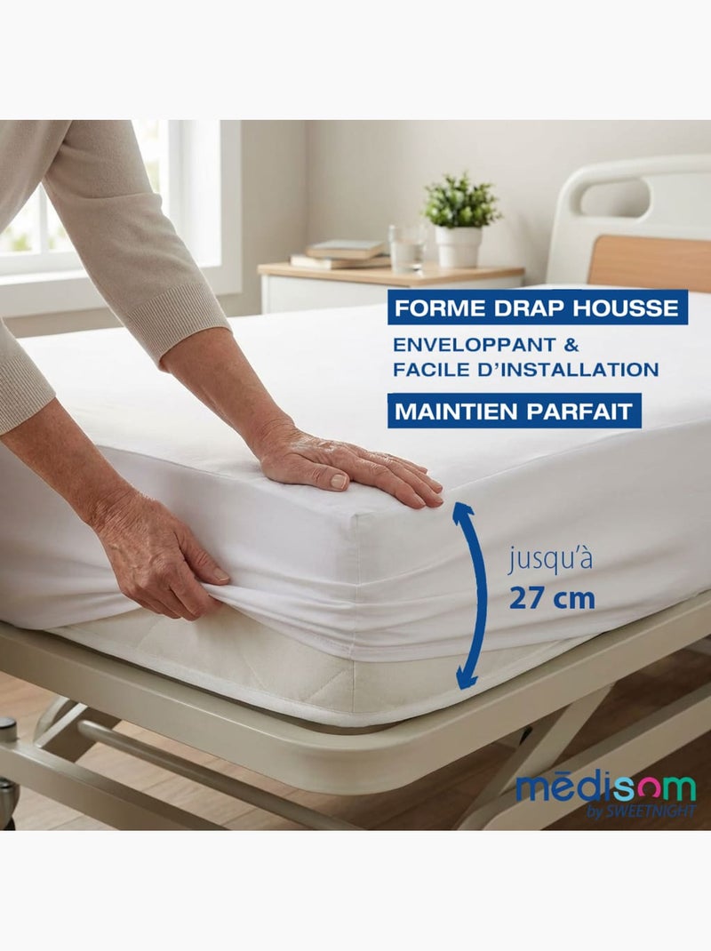 Protège-matelas 100% Imperméable - Forme Drap Housse - Lavage à 90°C - Oeko-Tex Blanc - Kiabi