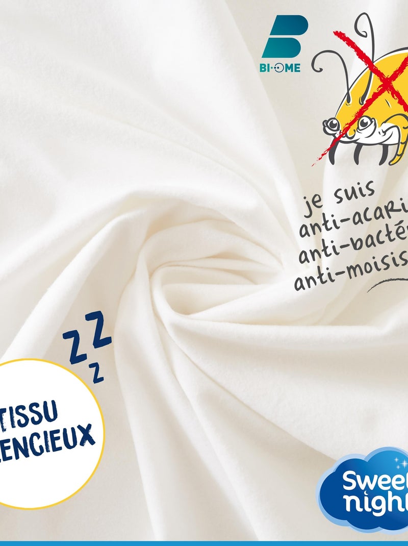 Protège matelas 160x200cm | Bouclette en Coton | Alèse Imperméable |Anti Acariens Blanc - Kiabi