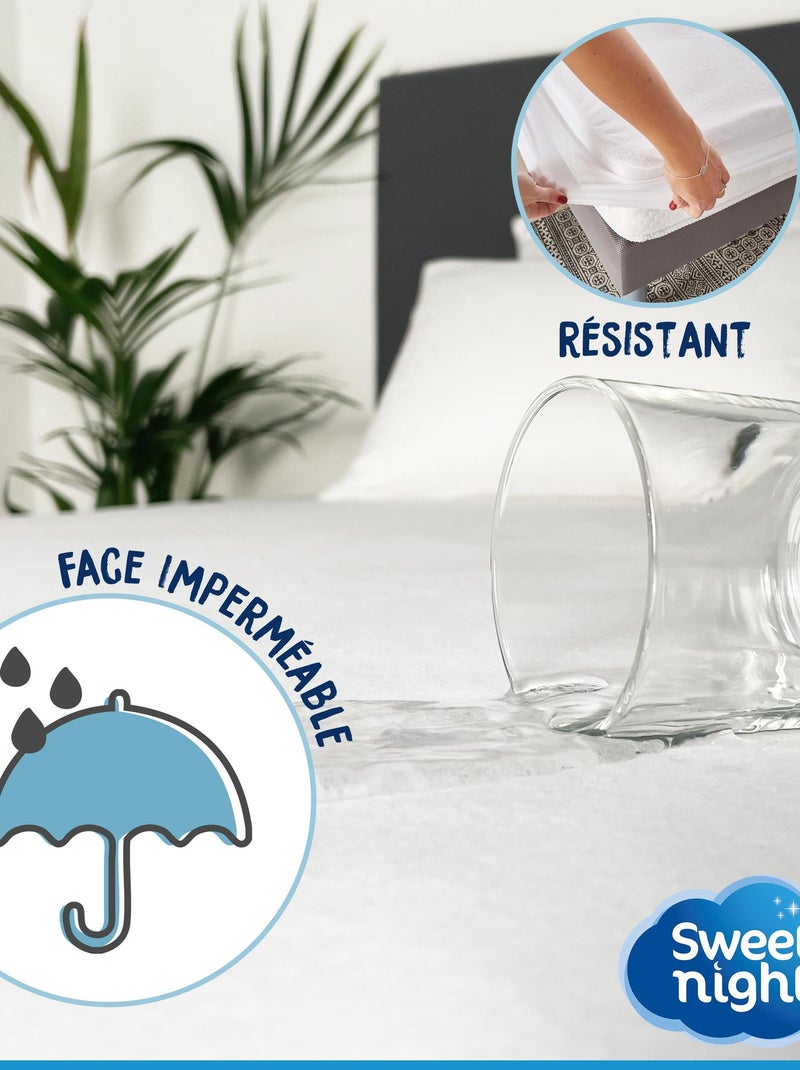 Protège matelas 160x200cm | Bouclette en Coton | Alèse Imperméable |Anti Acariens Blanc - Kiabi