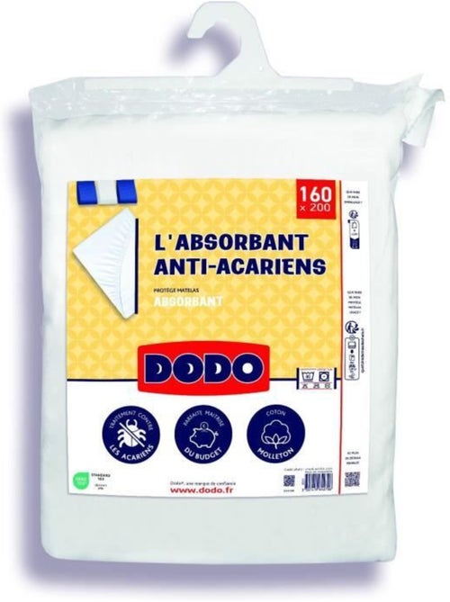 Protège matelas absorbant - dodo - 160 x 200 cm - coton - anti-acariens - Kiabi
